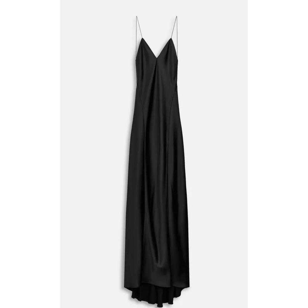 Zara 50th Anniversary Black Satin Maxi Dress‎ Luxury Slip Layering Runway